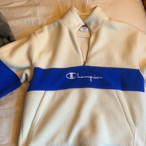 Blue and White Champion sherpa 1/4 zip